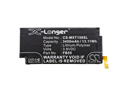 3.8V, 3450mAh, Li-Polymer Battery fits Motorola, Bounce, Droid Turbo 2, 13.11Wh