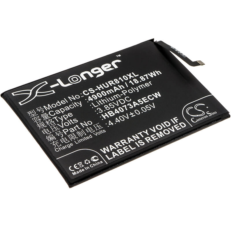 3.85V, 4900mAh, Li-Polymer Battery fits Huawei, Are-al00, Honor 8x Max, 18.865Wh