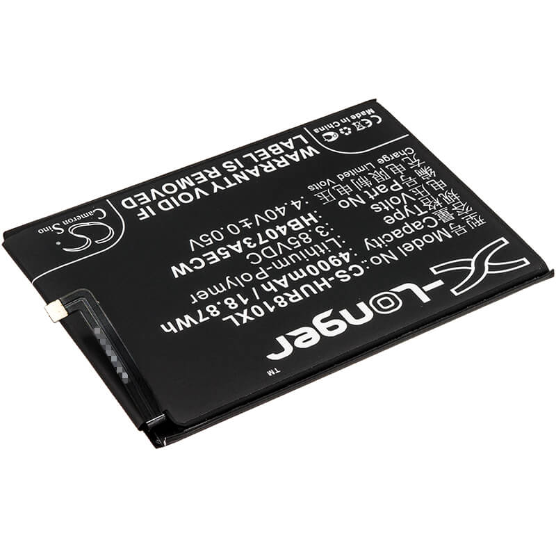 3.85V, 4900mAh, Li-Polymer Battery fits Huawei, Are-al00, Honor 8x Max, 18.865Wh