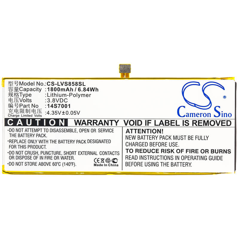 3.8V, 1800mAh, Li-Polymer Battery fits Lenovo, S858t, 6.84Wh