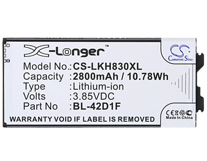 3.85V, 2800mAh, Li-ion Battery fits Lg, As992, G5, 10.78Wh