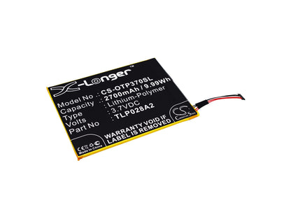 3.7V, 2700mAh, Li-Polymer Battery fits Alcatel, One Touch Icin, One Touch Pixi 3 (7) Lte, 9.99Wh