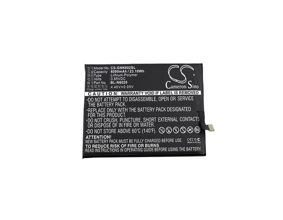 3.85V, 6000mAh, Li-Polymer Battery fits Gionee, Gn8002, M6 Plus, 23.1Wh