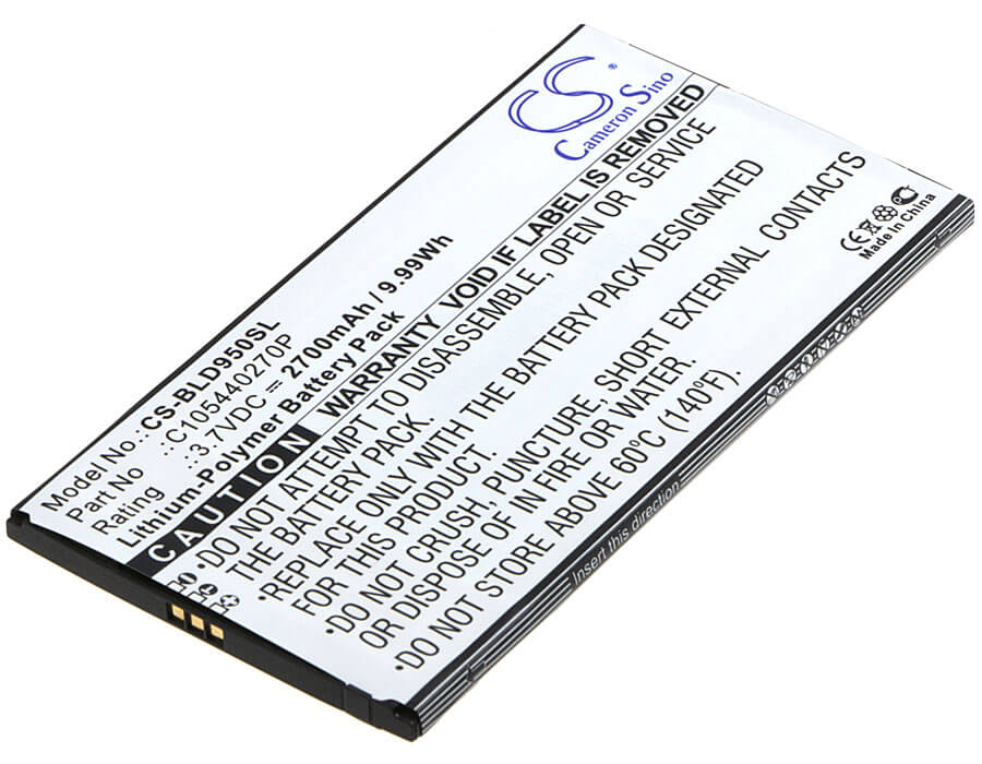 3.7V, 2700mAh, Li-Polymer Battery fits Blu, D950, D950l, 9.99Wh