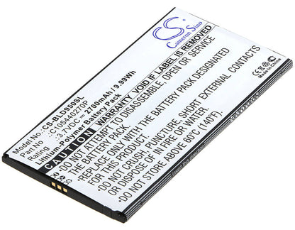 3.7V, 2700mAh, Li-Polymer Battery fits Blu, D950, D950l, 9.99Wh