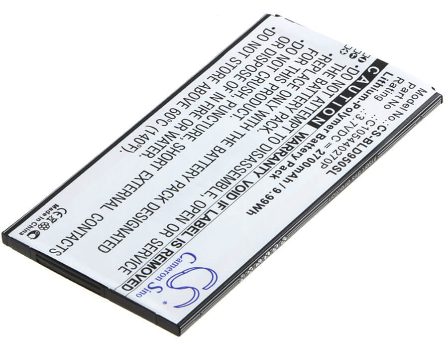 3.7V, 2700mAh, Li-Polymer Battery fits Blu, D950, D950l, 9.99Wh