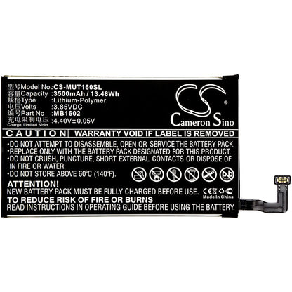 3.85V, 3500mAh, Li-Polymer Battery fits Meitu, Mp1602, T8, 13.475Wh