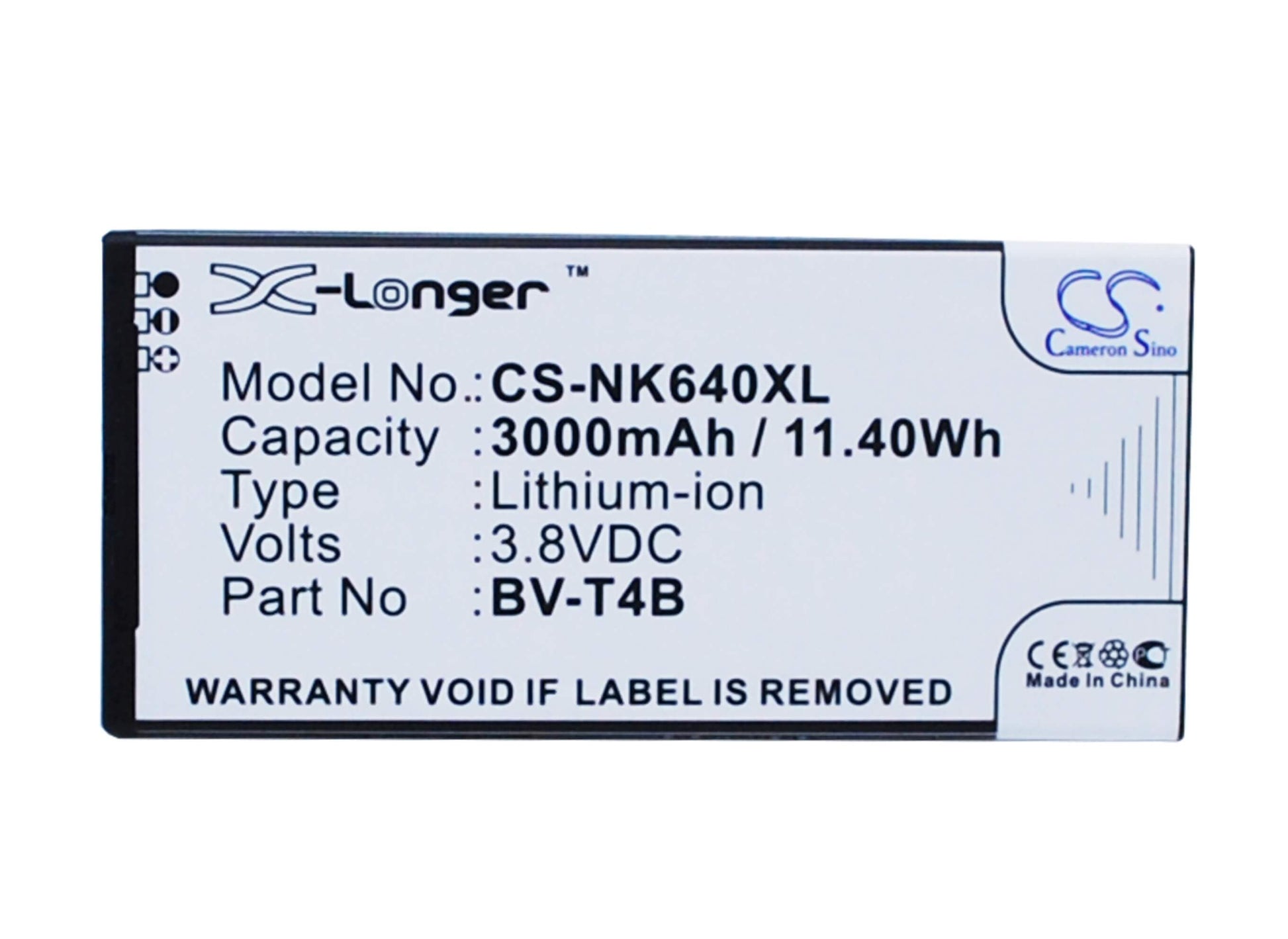 3.8V, 3000mAh, Li-Polymer Battery fits Microsoft, Lumia 640 Xl, Rm-1062, 11.4Wh