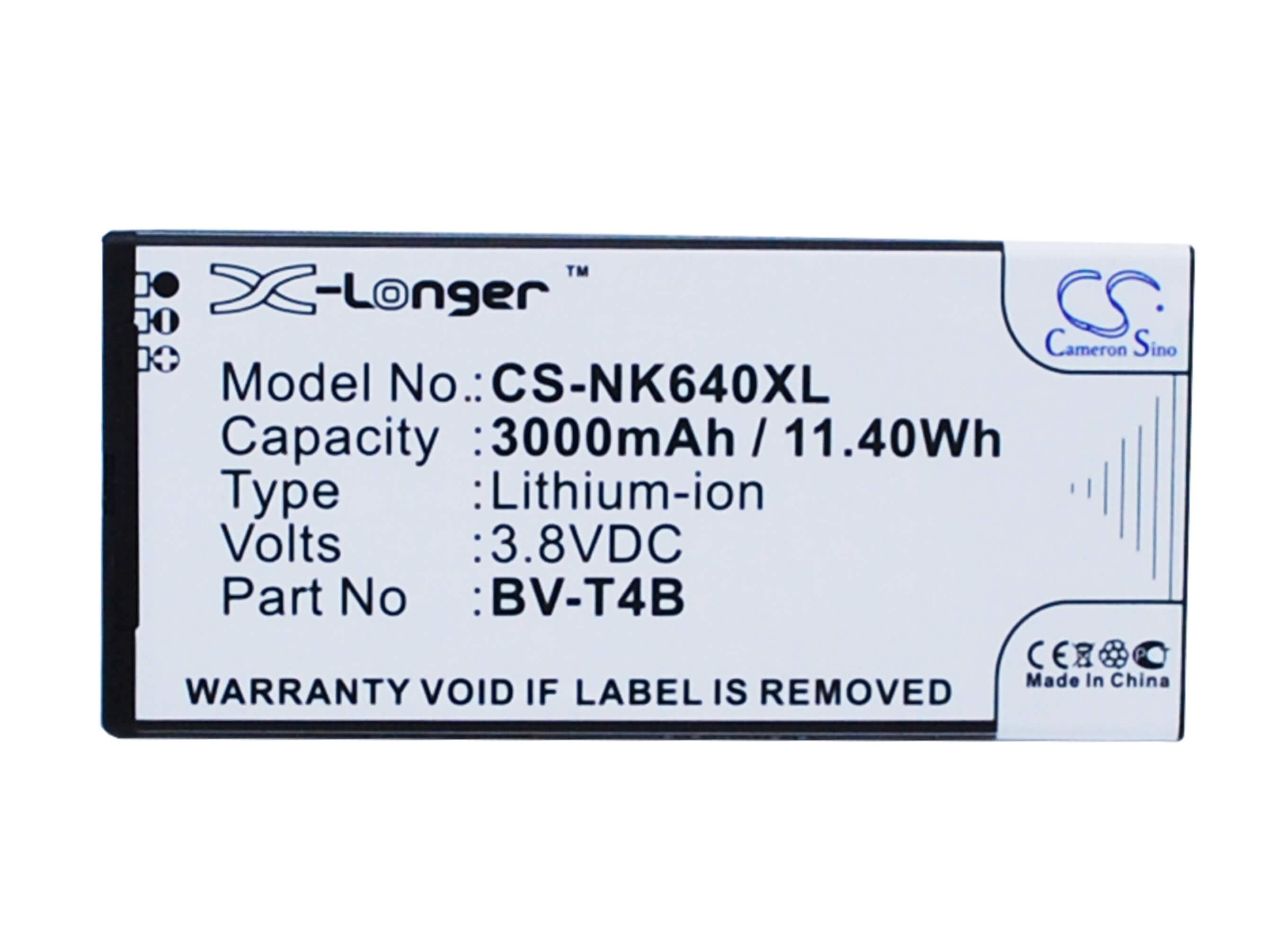 3.8V, 3000mAh, Li-Polymer Battery fits Microsoft, Lumia 640 Xl, Rm-1062, 11.4Wh