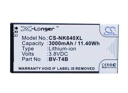 3.8V, 3000mAh, Li-Polymer Battery fits Microsoft, Lumia 640 Xl, Rm-1062, 11.4Wh