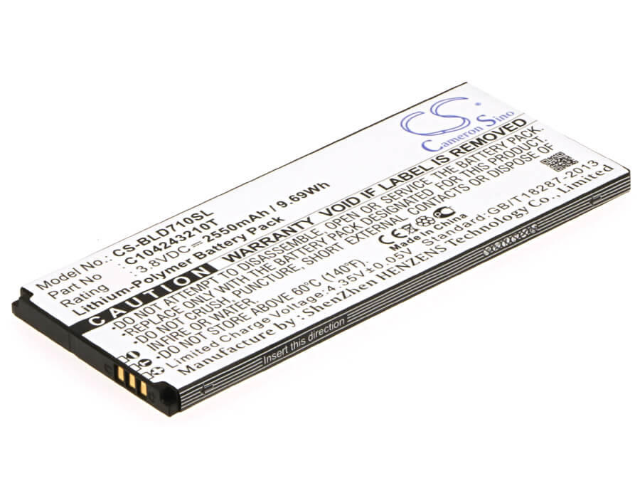 3.8V, 2550mAh, Li-Polymer Battery fits Blu, D710, D710x, 9.69Wh