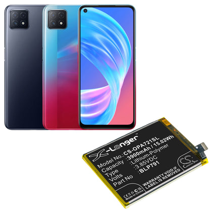 3.85V, 3900mAh, Li-Polymer Battery fits Oppo, A72 5g 2020, A73 5g 2020, 15.015Wh