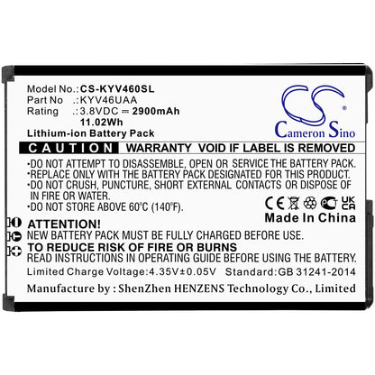 3.8V, 2900mAh, Li-ion Battery fits Kyocera, Kyv46, Torque G04, 11.02Wh
