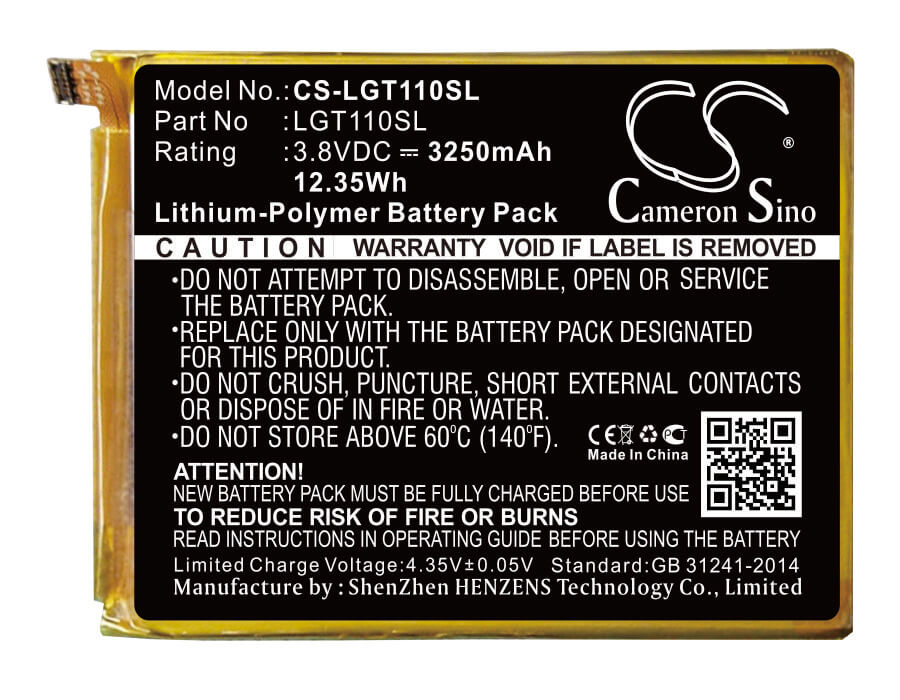 3.8V, 3250mAh, Li-Polymer Battery fits Leagoo, T1 Plus, 12.35Wh