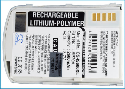 3.7V, 2400mAh, Li-Polymer Battery fits Ido, S600, S601, 8.88Wh