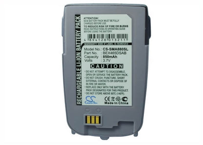 3.7V, 850mAh, Li-ion Battery fits Samsung, Mm-a880, Sph-a880, 3.145Wh