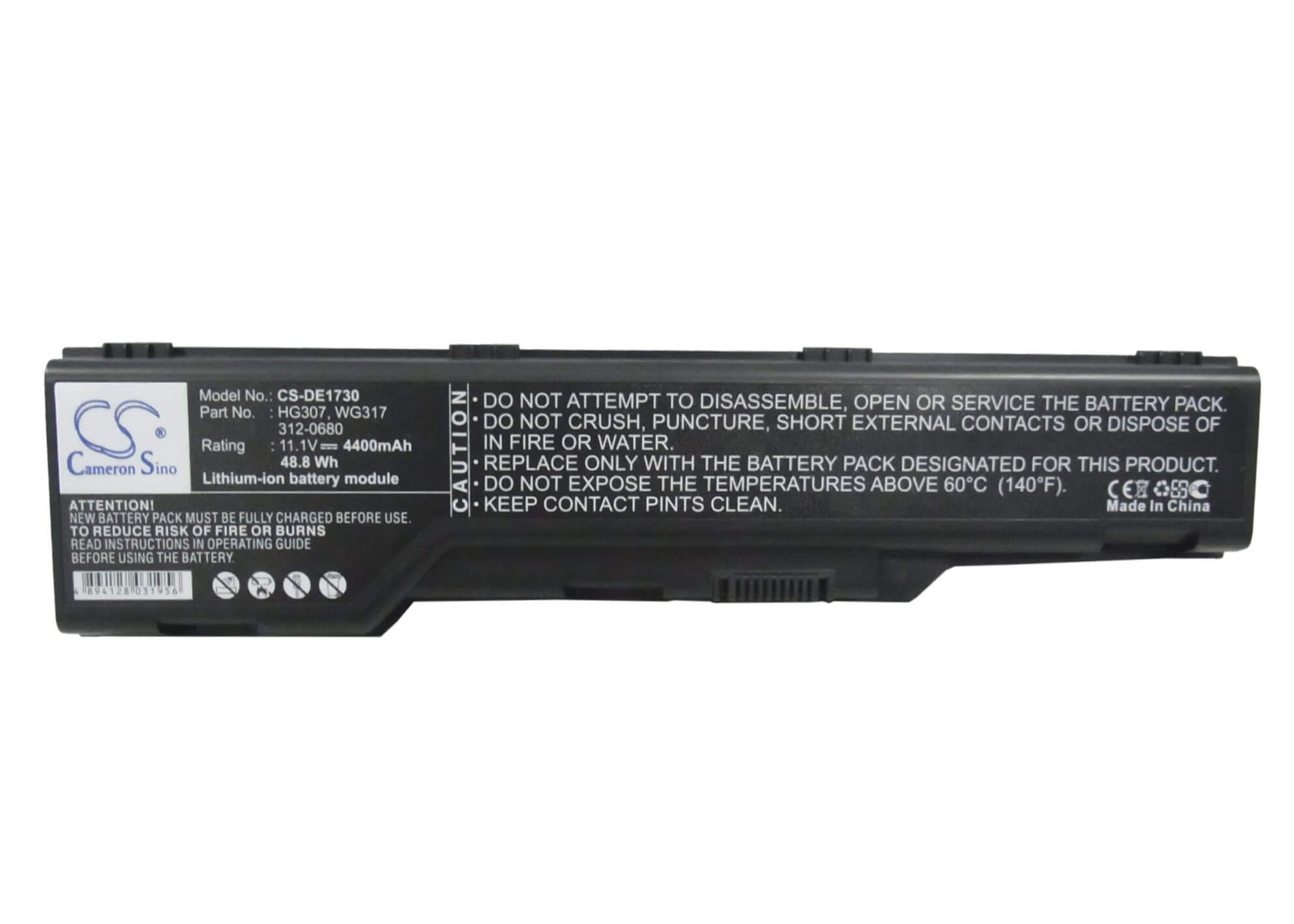 11.1V, 4400mAh, Li-ion Battery fits Dell, Xps 1730, Xps M1730, 48.84Wh