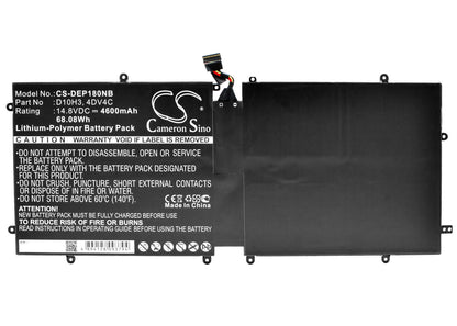 14.8V, 4600mAh, Li-Polymer Battery fits Dell, Dell Xps 18 1810, Dell Xps 18 1820, 68.08Wh