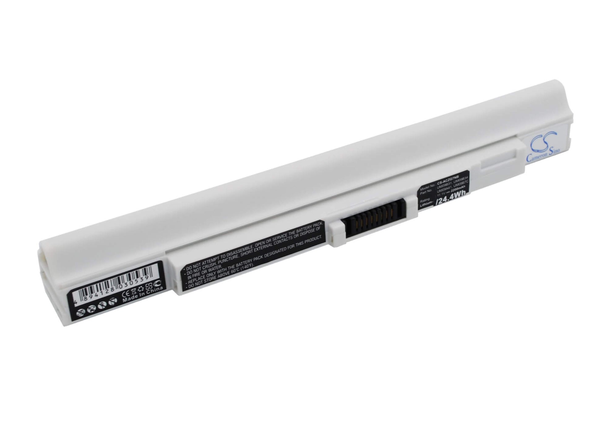 White, 11.1V, 2200mAh, Li-ion Battery fits Acer, Aspire One 531, Aspire One 751, 24.42Wh