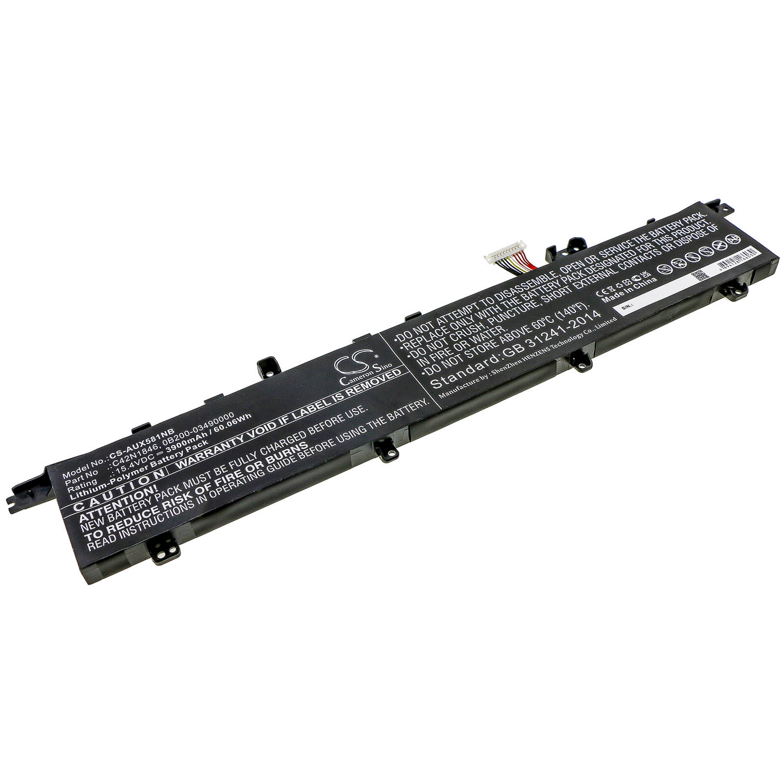 15.4V, 3900mAh, Li-Polymer Battery fits Asus, Ux581, Ux581gv, 60.06Wh