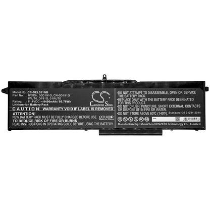 11.4V, 8400mAh, Li-ion Battery fits Dell, Latitude 15 5501, Latitude 15 5511, 95.76Wh
