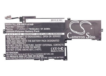 7.4V, 7830mAh, Li-Polymer Battery fits Dell, Inspiron 14 7000, Inspiron 14-7437, 57.942Wh