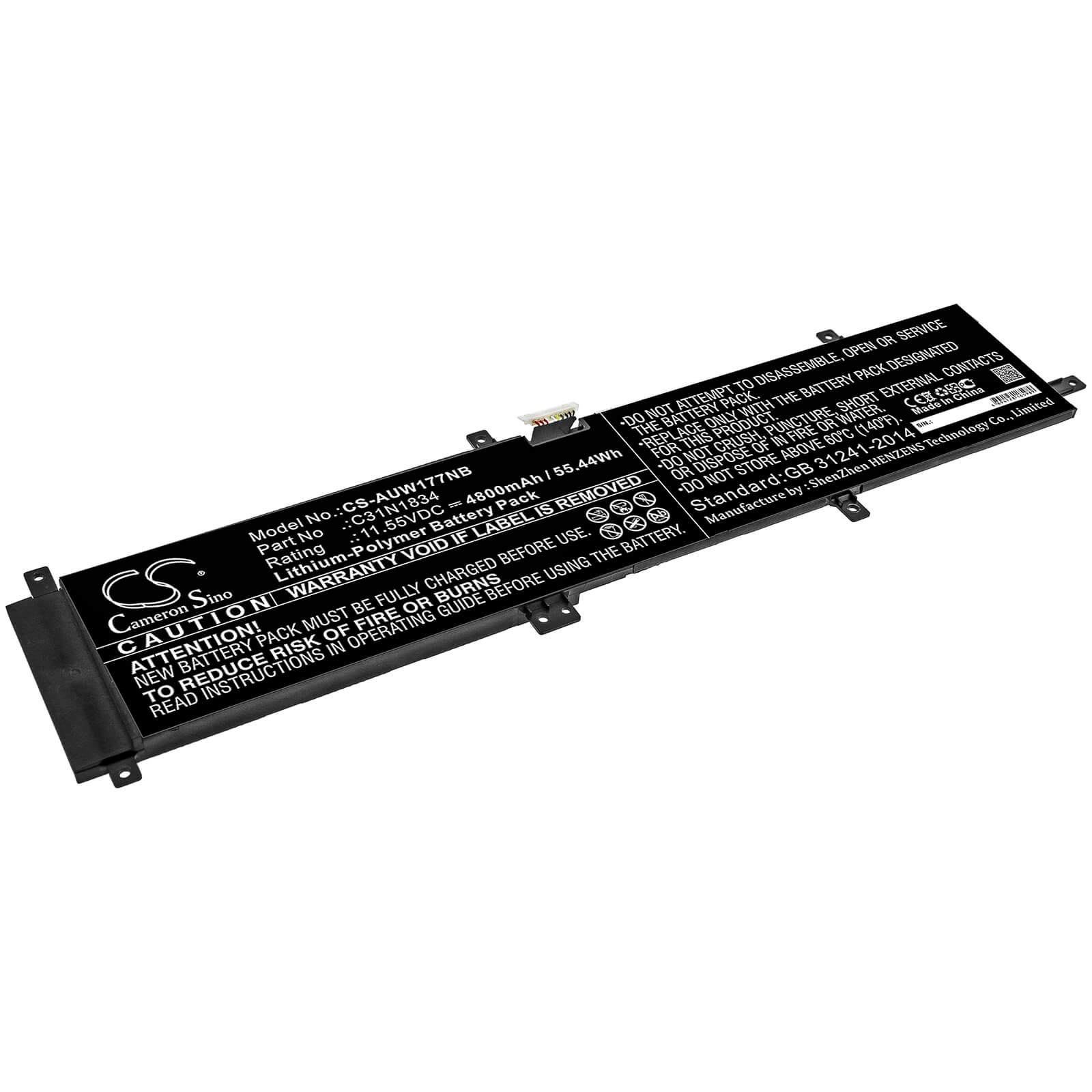 11.55V, 4800mAh, Li-Polymer Battery fits Asus, Proart Studiobook 17 H700gv, Proart Studiobook 17 W700g2t, 55.44Wh