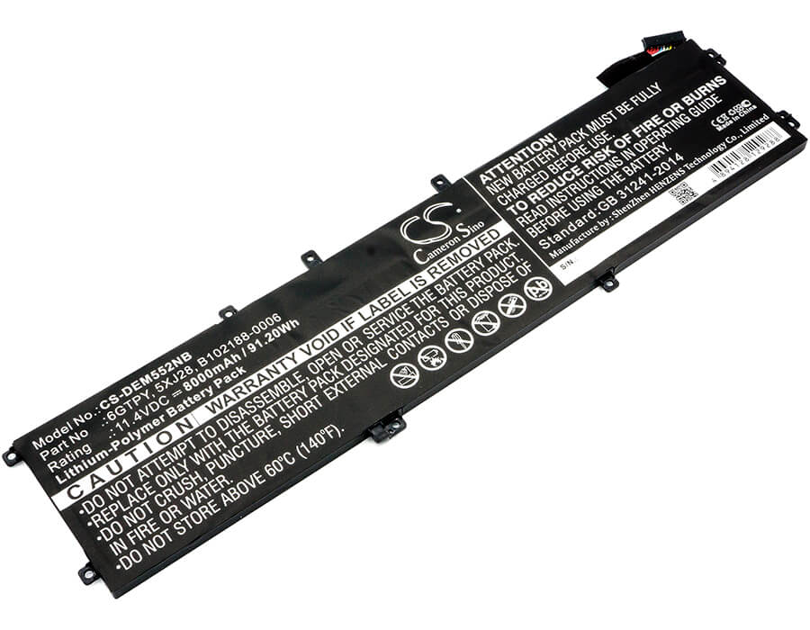 11.4V, 8000mAh, Li-Polymer Battery fits Dell, Ins 15-7590-d1535b, Ins 15-7590-d1635b, 91.2Wh