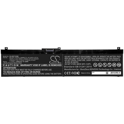 11.4V, 8000mAh, Li-Polymer Battery fits Dell, Precision 7330, Precision 7530, 91.2Wh
