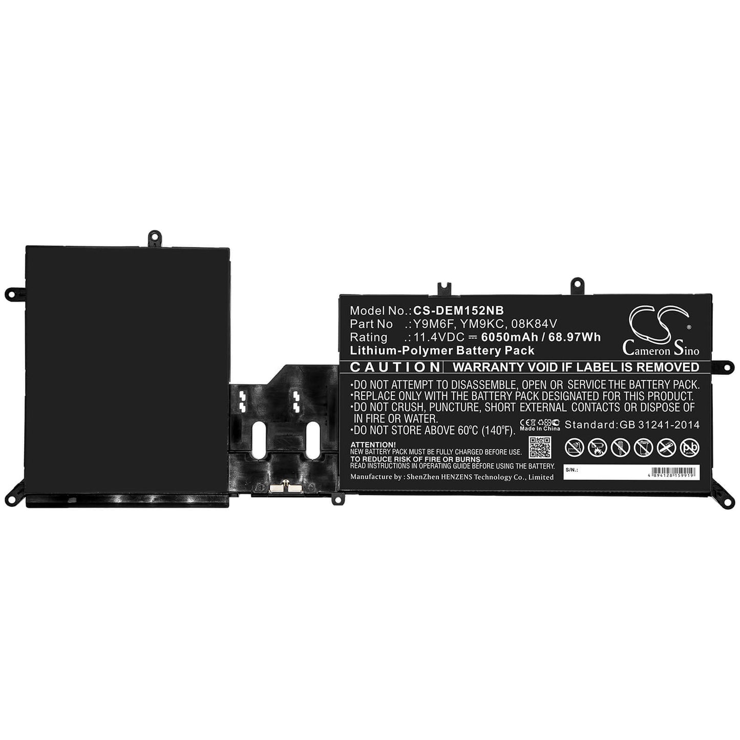 11.4V, 6050mAh, Li-Polymer Battery fits Dell, Alienware M15 Alw15m-d4505b, Alienware M15 Alw15m-d4725b, 68.97Wh