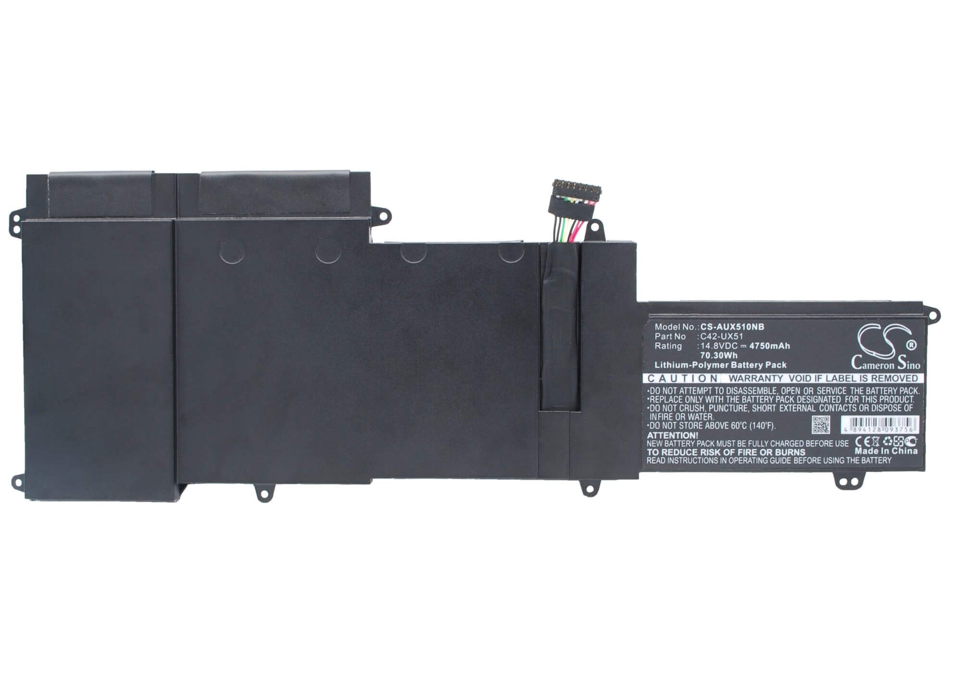 14.8V, 4750mAh, Li-Polymer Battery fits Asus, U500vz, U500vz-cn032h, 70.3Wh