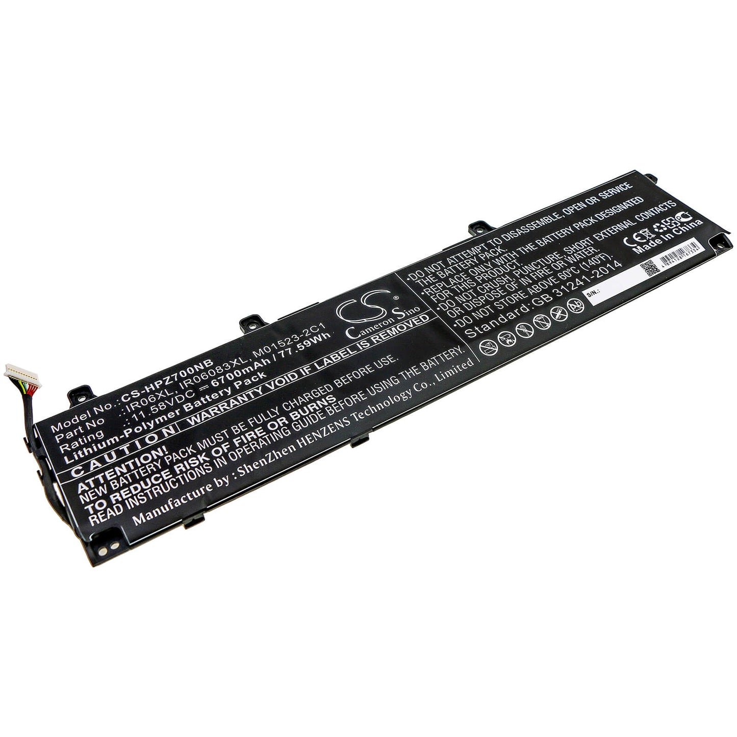 11.58V, 6700mAh, Li-Polymer Battery fits Hp, Zbook Power G7, 77.586Wh