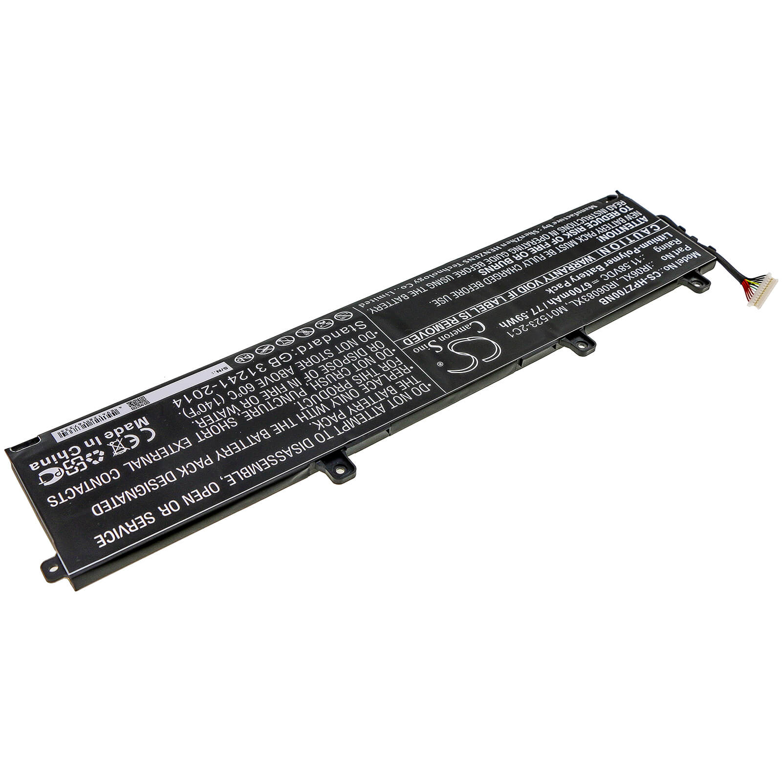 11.58V, 6700mAh, Li-Polymer Battery fits Hp, Zbook Power G7, 77.586Wh