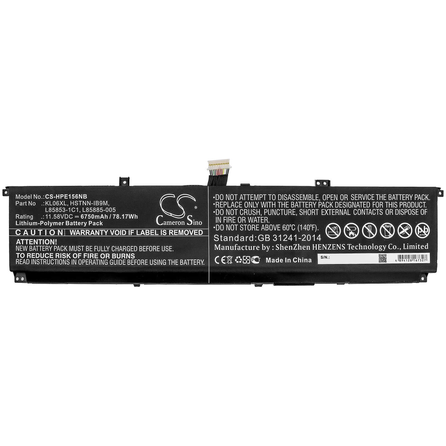11.58V, 6750mAh, Li-Polymer Battery fits Hp, Envy 15-ep0000ns, Envy 15-ep0000nu, 78.165Wh