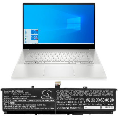 11.58V, 6750mAh, Li-Polymer Battery fits Hp, Envy 15-ep0000ns, Envy 15-ep0000nu, 78.165Wh