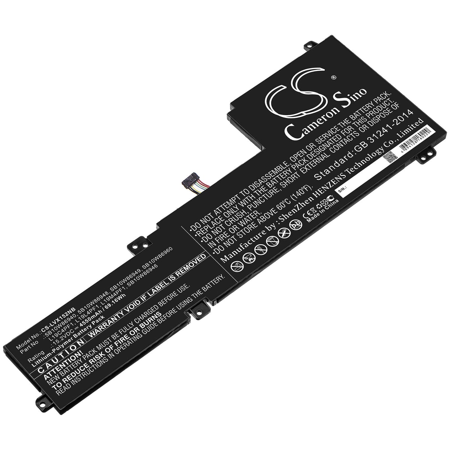 15.2V, 4550mAh, Li-Polymer Battery fits Lenovo, Ideapad 5 15, Ideapad 5-15are05 81yqcto1ww, 69.16Wh