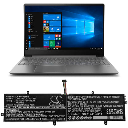 15.3V, 5050mAh, Li-Polymer Battery fits Lenovo, 720s-15, Ideapad 720s Touch-15ikb, 77.265Wh