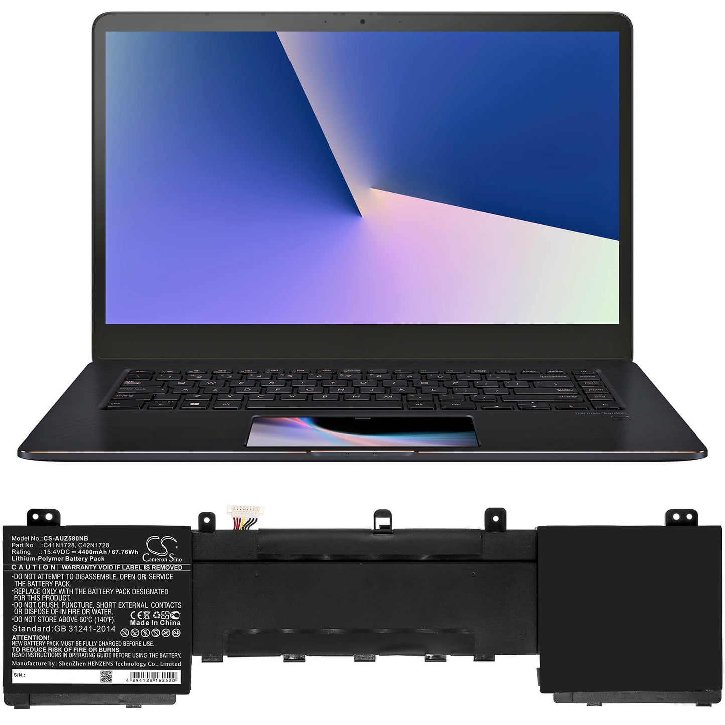 15.4V, 4400mAh, Li-Polymer Battery fits Asus, 5500ve, Ux550gd, 67.76Wh