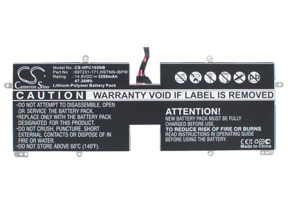 14.8V, 3200mAh, Li-Polymer Battery fits Hp, Spectre Xt Touchsmart 15-4000e, Spectre Xt Touchsmart 15-4000e, 47.36Wh