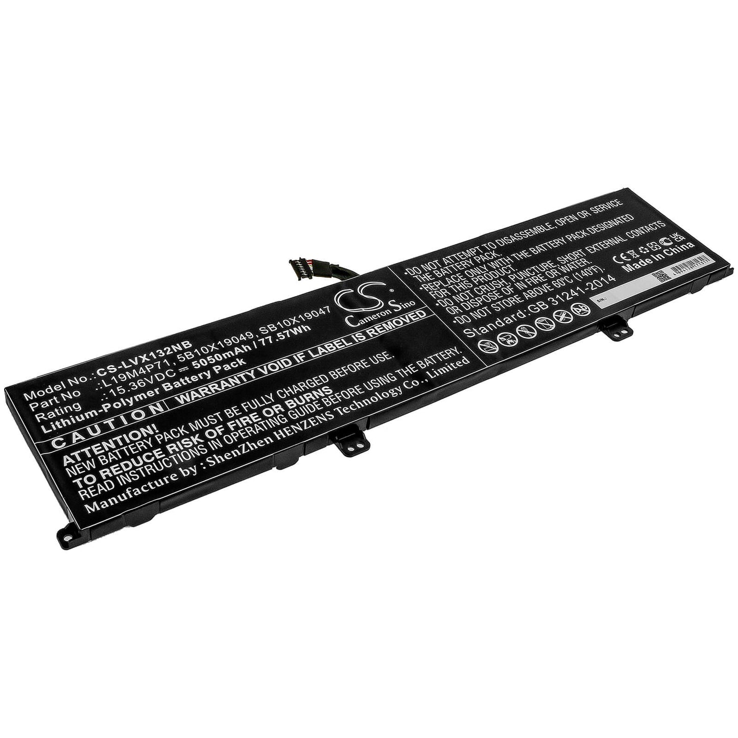 15.36V, 5050mAh, Li-Polymer Battery fits Lenovo, Thinkpad X1 Extreme Gen 3, Thinkpad X1 Extreme Gen 3 20tk, 77.568Wh
