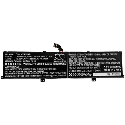 15.36V, 5050mAh, Li-Polymer Battery fits Lenovo, Thinkpad X1 Extreme Gen 3, Thinkpad X1 Extreme Gen 3 20tk, 77.568Wh