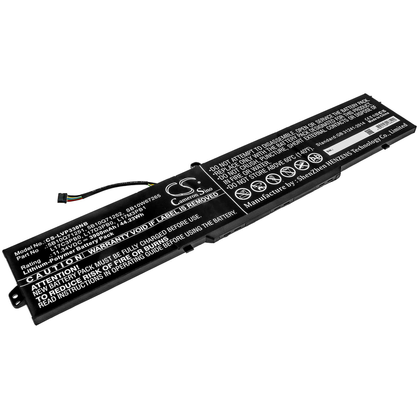 11.34V, 3900mAh, Li-Polymer Battery fits Lenovo, Ideapad 330-15ich, Ideapad 330-15ich 81fk008nau, 44.226Wh