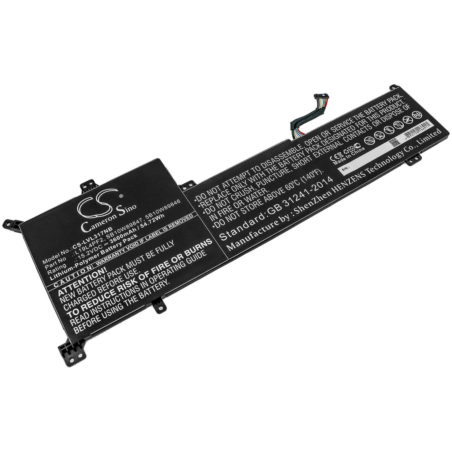 15.2V, 3600mAh, Li-Polymer Battery fits Lenovo, Ideapad 3-17ada05, Ideapad 3-17are05, 54.72Wh
