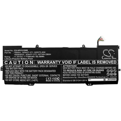 11.55V, 7150mAh, Li-Polymer Battery fits Hp, Spectre X360 15-ch000na, Spectre X360 15-ch000nb, 82.5825Wh