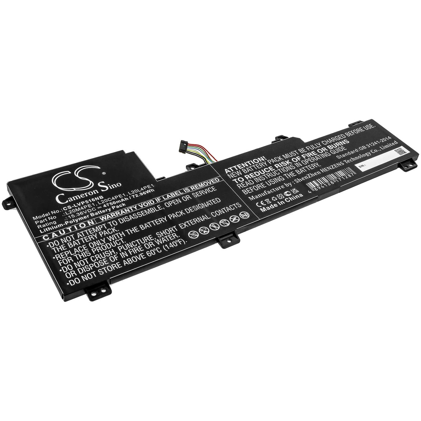 15.36V, 4750mAh, Li-Polymer Battery fits Lenovo, Ideapad 5 Pro, Ideapad 5 Pro-16ach6, 72.96Wh