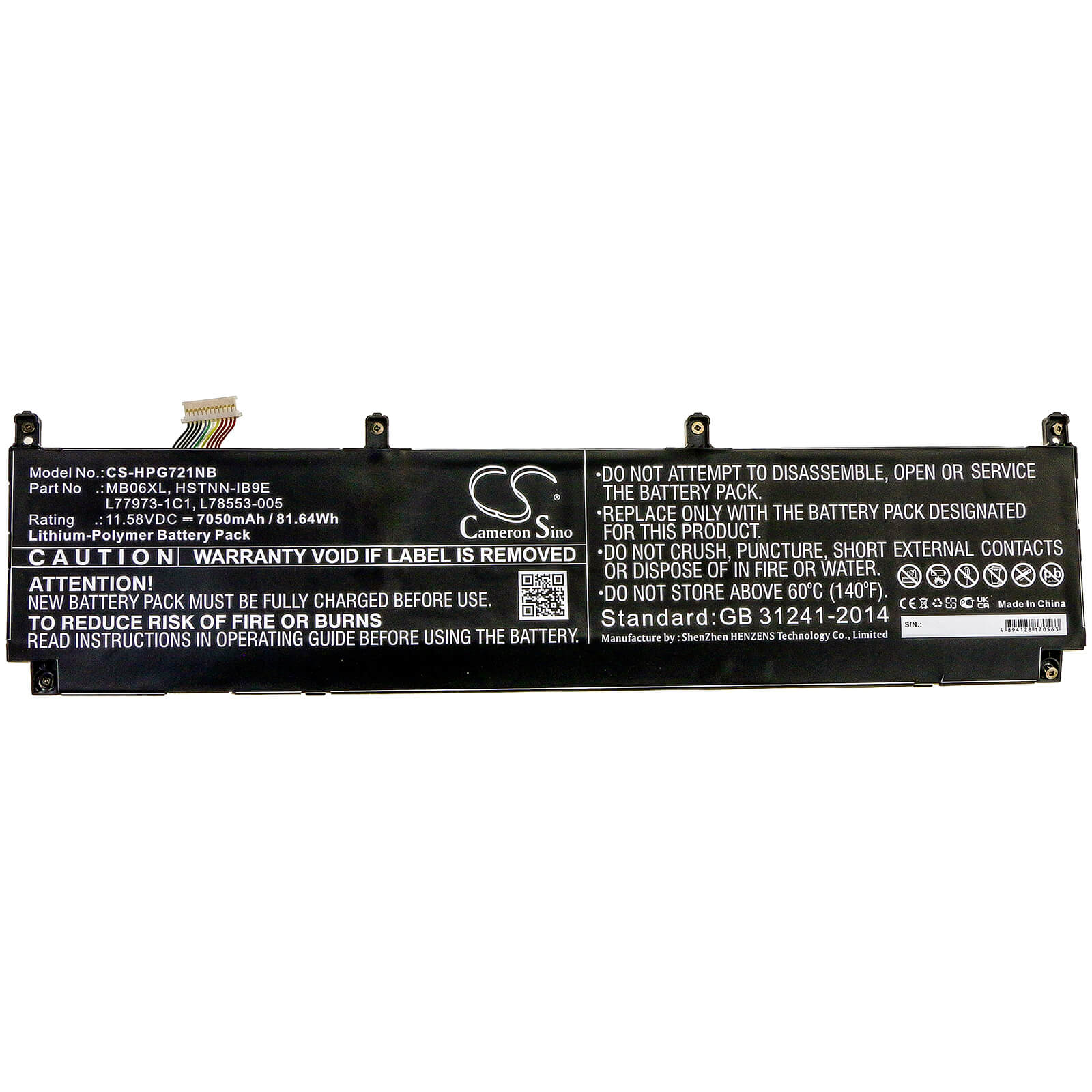 11.58V, 7050mAh, Li-Polymer Battery fits Hp, Zbook Create G7, Zbook Studio G7, 81.639Wh