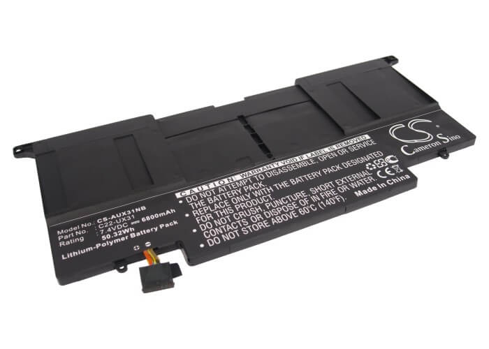 7.4V, 6800mAh, Li-Polymer Battery fits Asus, Ux31, Ux31 Ultrabook, 50.32Wh