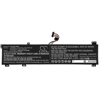 15.36V, 5250mAh, Li-Polymer Battery fits Lenovo, Legion 5 15arh05, Legion 5 15imh05h, 80.64Wh