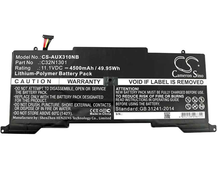 11.1V, 4500mAh, Li-Polymer Battery fits Asus, Ux31l, Ux31la, 49.95Wh