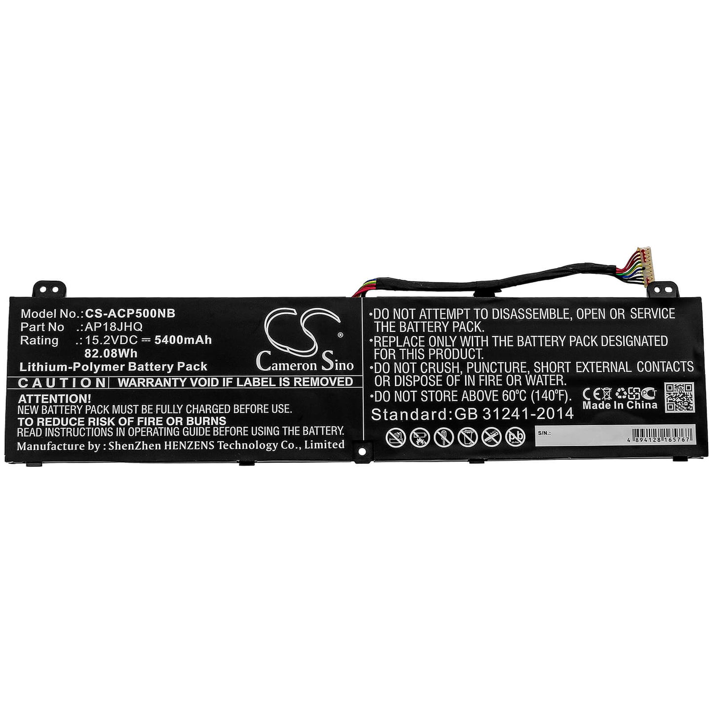 15.2V, 5400mAh, Li-Polymer Battery fits Acer, Conceptd 7 Cn715-71, Conceptd 7 Cn715-71-708a, 82.08Wh